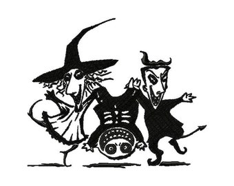 Macchina da ricamo Dolcetto o scherzetto per bambini, Trio da incubo ITH, Disegno da ricamo per Halloween