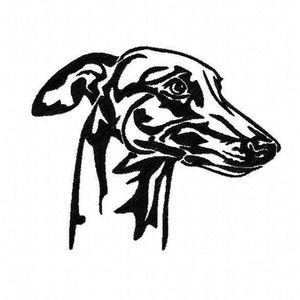 Broderie Machine Dog Silhouette deux tailles, Broderie Greyhound Silhouette, Greyhound Design ITH