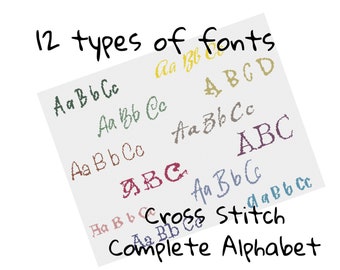 Cross Stitch 12 polices différentes, Alphabet de point de croix, Monogramme de point de croix