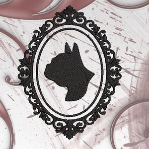 Máquina de bordado Bulldog francés silueta, digital máquina bordado francés Bulldog Diseño, ITH Bulldog francés