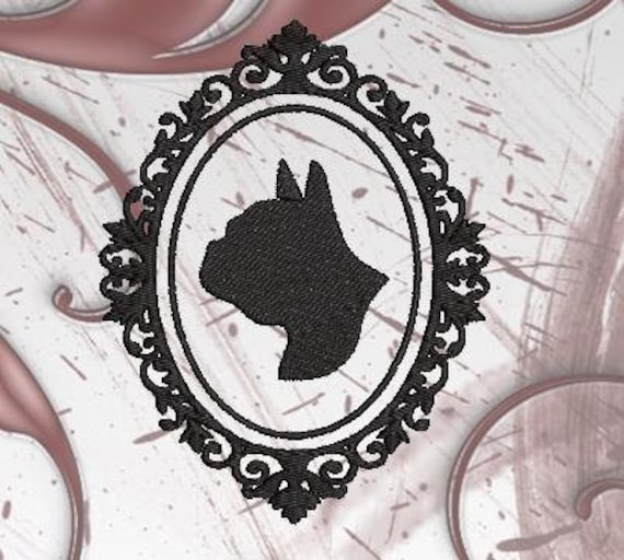 Embroidery Machine French Bulldog Silhouette, Digital Machine Embroidery French Bulldog Design, ITH French Bulldog
