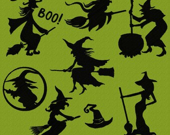 4x4 Hoop Embroidery Machine Halloween Eight Witches, Eight PES Witches, Eight ITH Witches, Halloween Embroidery Design
