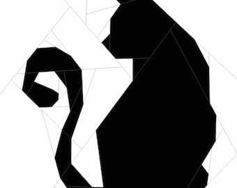Foundation Paper Pieced Cat Silhouette Pattern