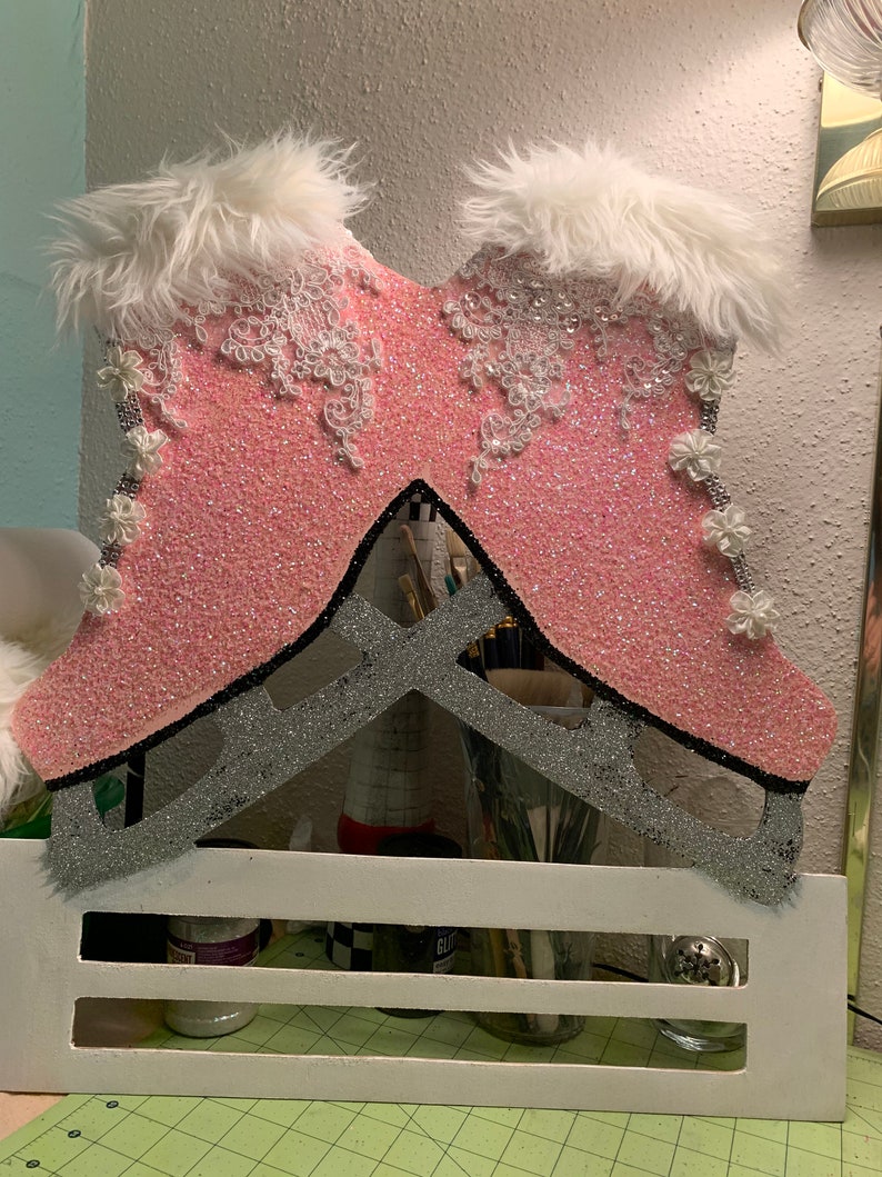 ice skates decor Ice Skate Rail Winter Door hanger Christmas door hanger Christmas decor Rail winter decor