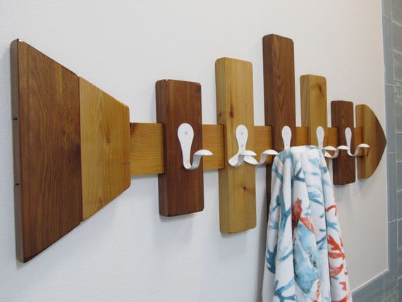 Cedar Stick Fish Towel Holder Etsy