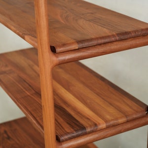 Mid-Century Modern Solid Walnut Bookcase Scandinavian Design Handcrafted Bookshelf image 3