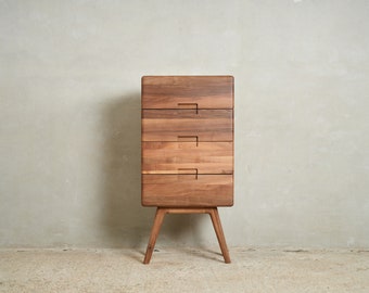 Mid-Century Modern Walnut Chest of Drawers | Versatile Credenza with Minimalist Scandinavian Design