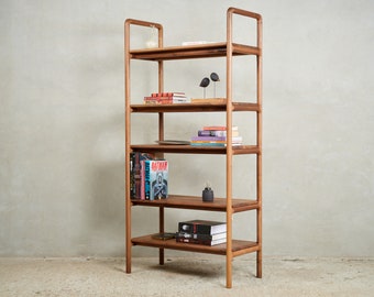 Mid-Century Modern Solid Walnut Bookcase | Scandinavian Design Handcrafted Bookshelf