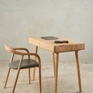 Solid Oak Work Desk | Elegant Computer Office Desk for Modern Workspaces