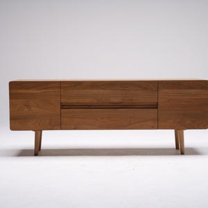 Solid Walnut Media Console | Mid-Century TV Stand | Sideboard | Credenza
