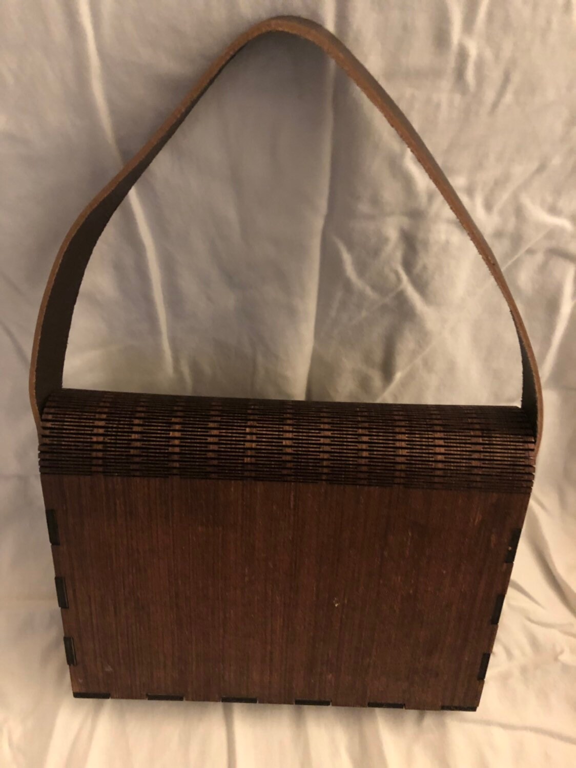 Laser cut Wood purse with leather handle and heavy felt lining Etsy