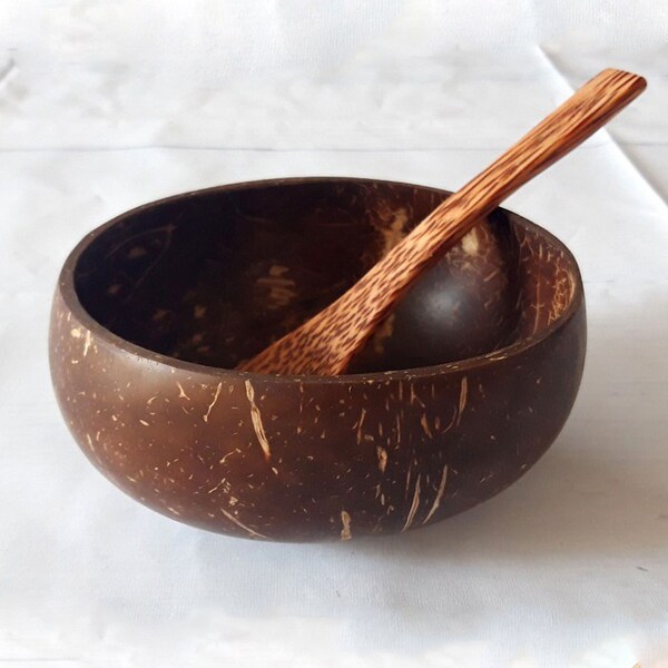 Natural Coconut Bowls, Spoons, Forks | Handmade Coconut Bowls| Coconut Bowl Set, Zero Waste Eco Friendly Vegan Gift