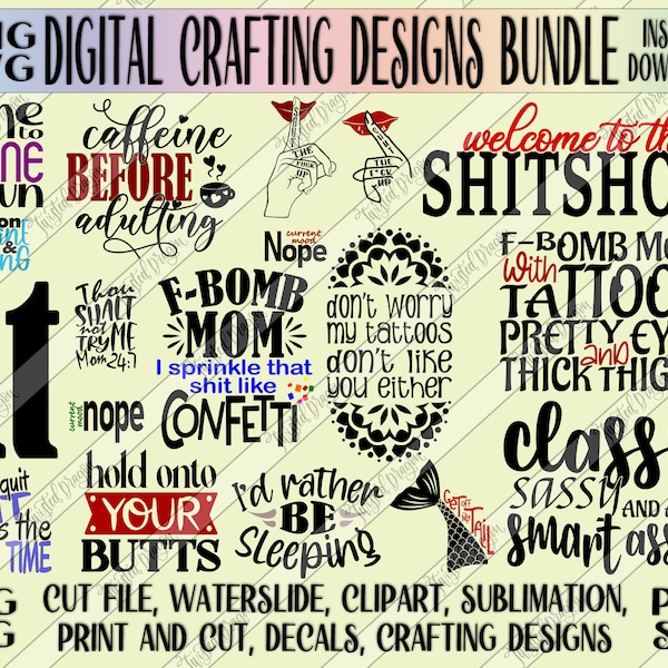 Cut File Bundle | Digital Design | SVG | PNG | Decal | Cricut | Silhouette | Clipart | Tumbler | 17 Designs
