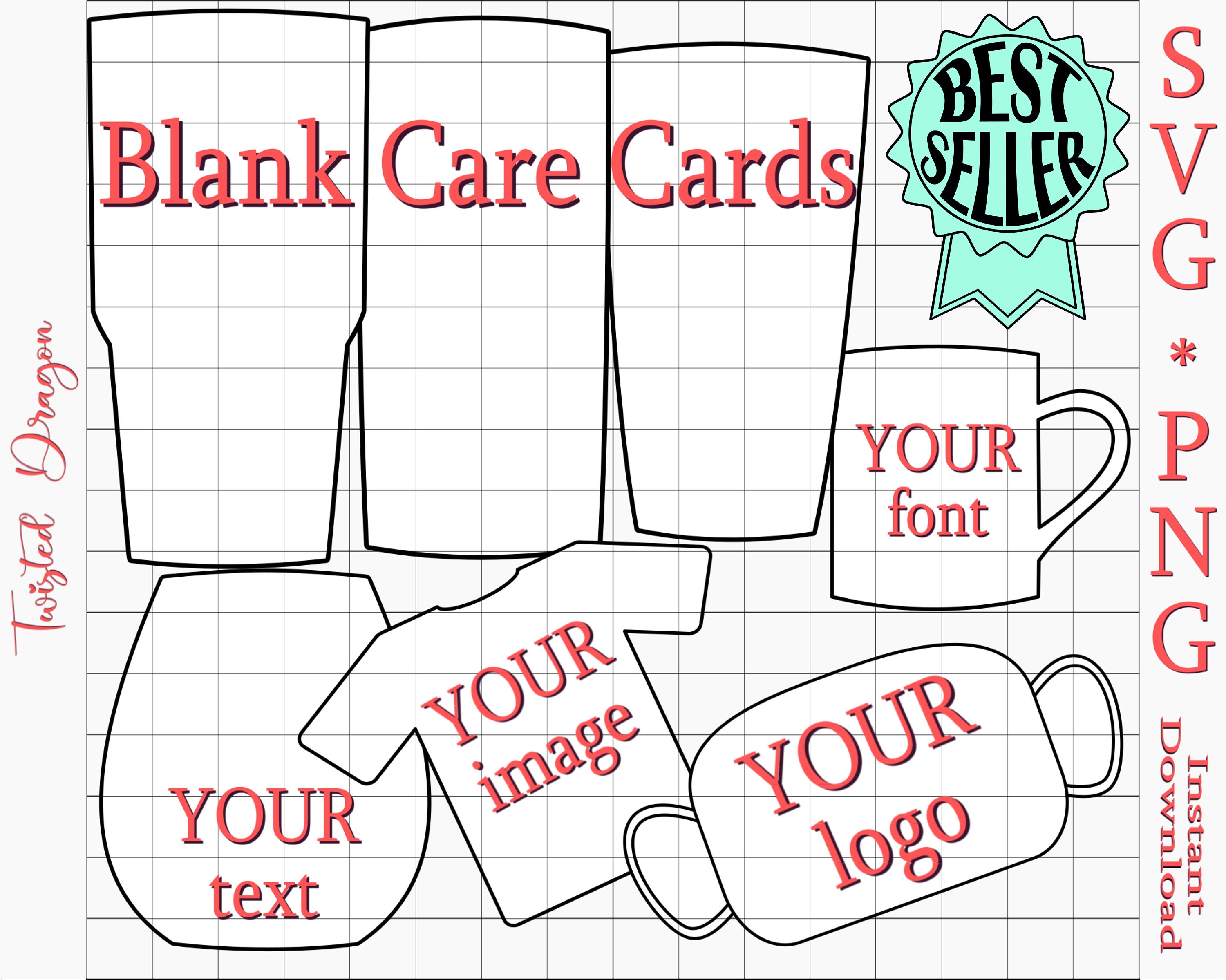 Blank Tumbler Care Card Template