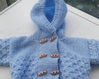 Blue hooded baby's jacket