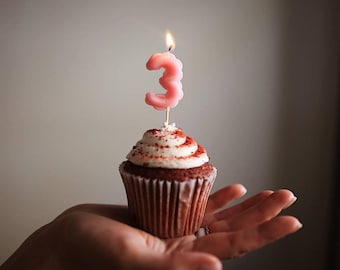 Beeswax Number Cake Candle, Colorful Birthday Topper, Numbers 0–9
