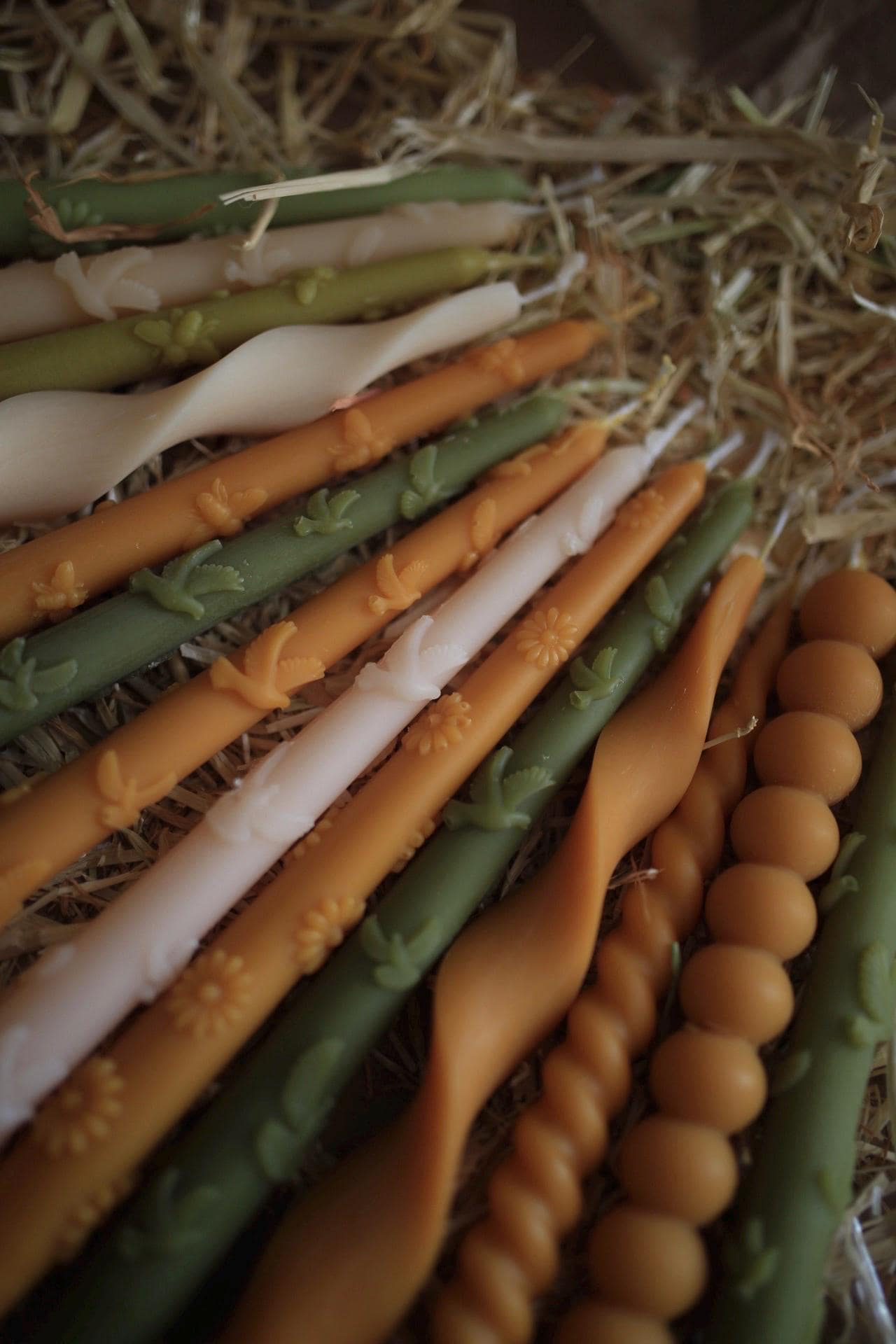 Set of 5 Autumn Beeswax Taper Candles 9