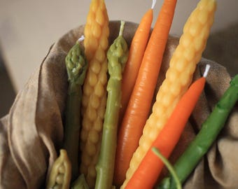 Asparagus Beeswax Candles, Taper Candles, Plant Candles, Home Decor, Edible Candles, Gift for a Friend, Table Candles