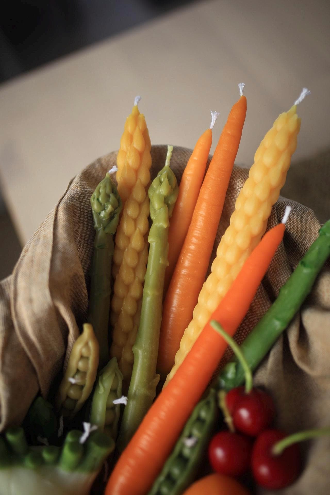 Asparagus Beeswax Taper Candle 6