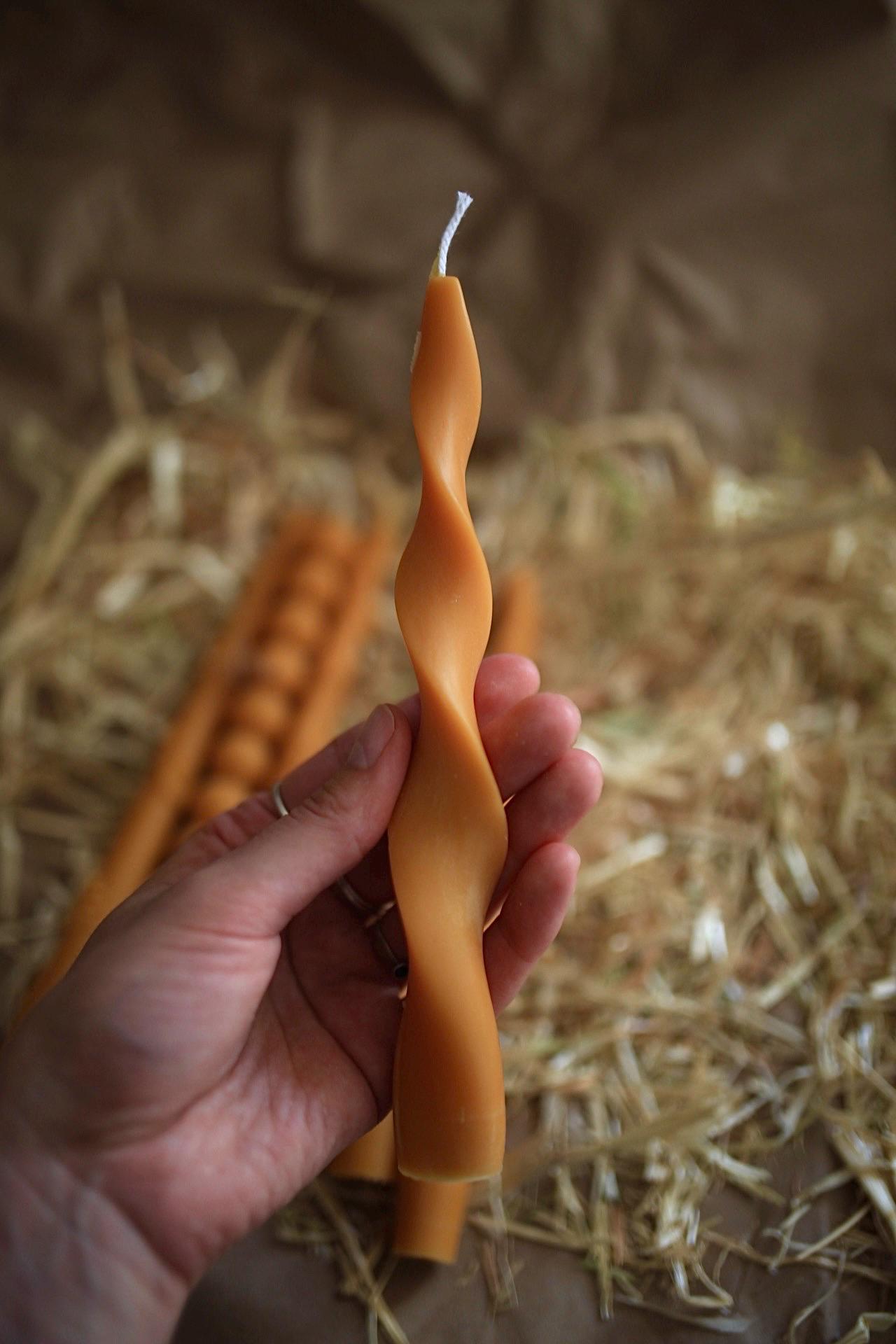 Set of 5 Autumn Beeswax Taper Candles 3