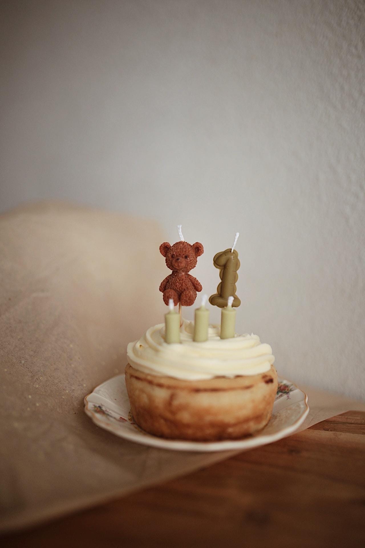 Beeswax Teddy Bear Birthday Candle Set