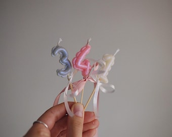 Beeswax Candles for Birthday Cakes, metallic color - Eco-Friendly Candles - Number Candles - Cake Decoration - Anniversary Candles