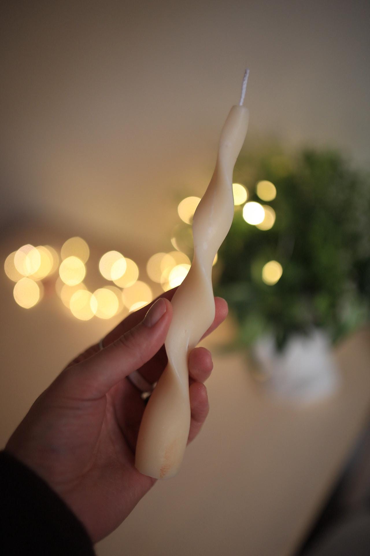 Long Wave Beeswax Taper Candle 7