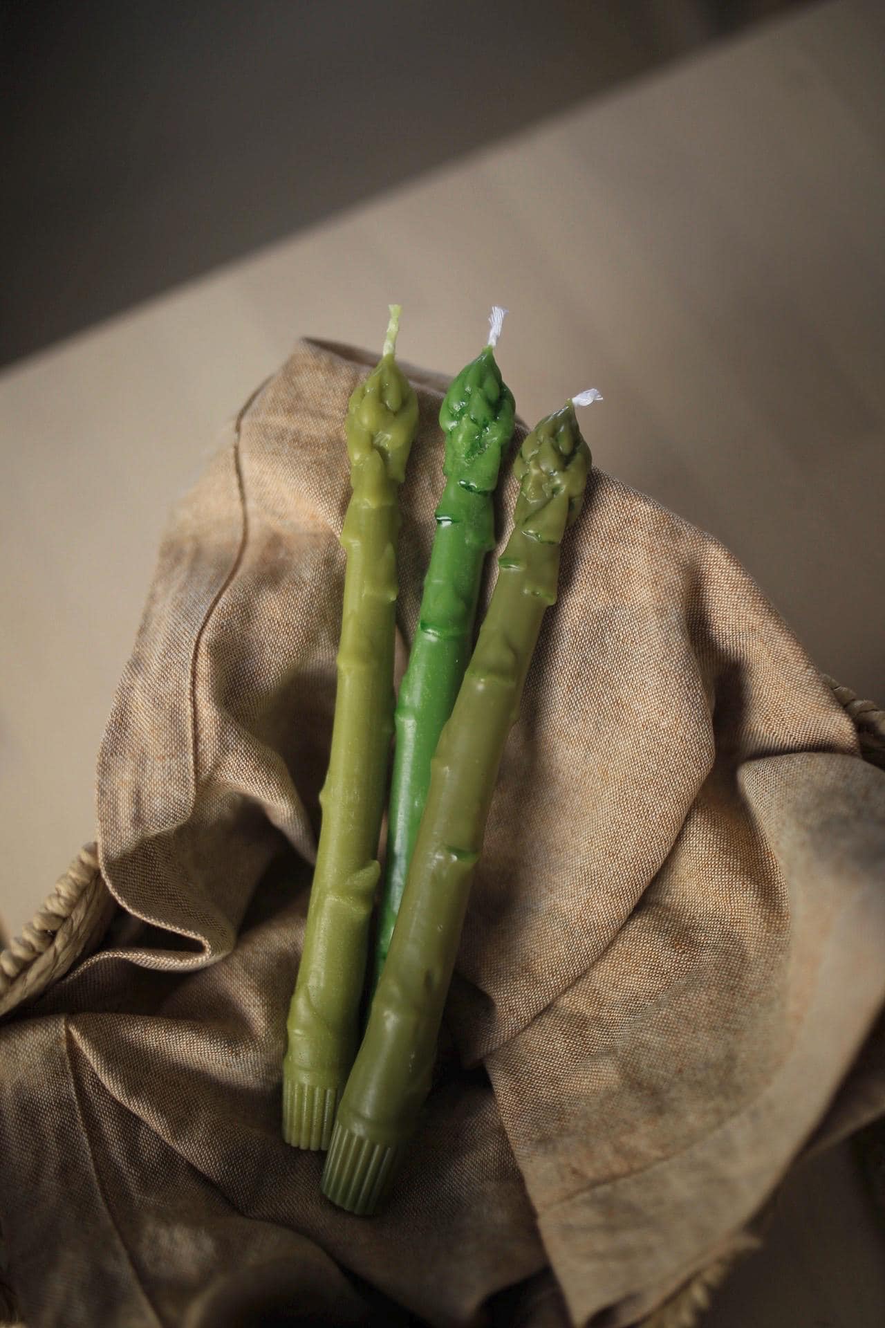 Asparagus Beeswax Taper Candle 4