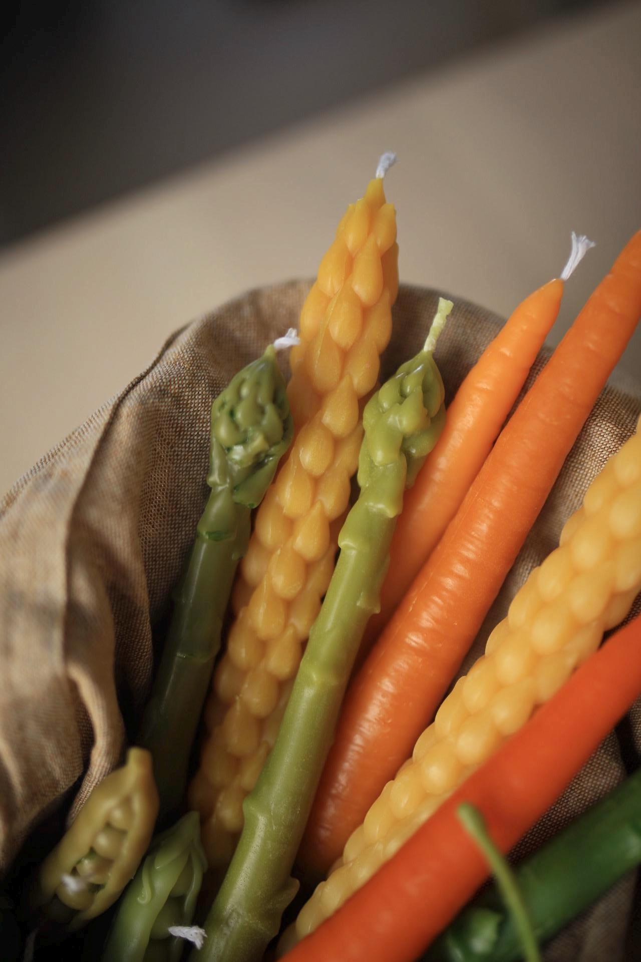 Asparagus Beeswax Taper Candle 3