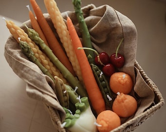 Food Candles, Real Fruit & Vegetables Candles, Orange Candle, Fall Candle, Asparagus Candle, Autumn Candle, Wedding Table Decor