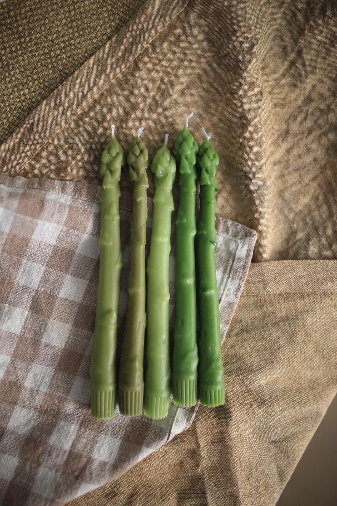 Asparagus Beeswax Taper Candle 9