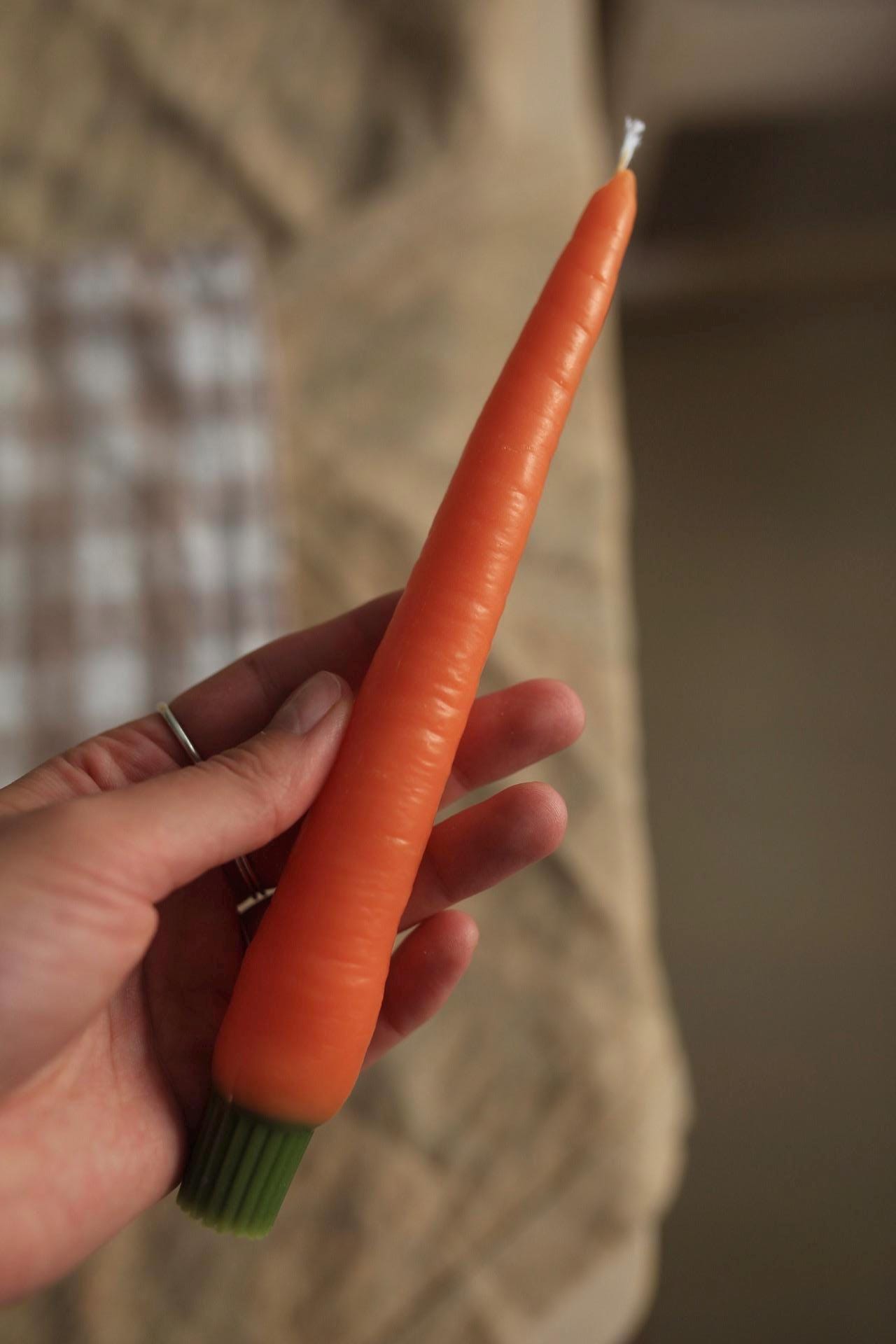 Carrot Beeswax Taper Candle 5
