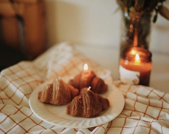 Croissant Candle, Dessert Candles, Food Candle, Beeswax candles, Aesthetic Home Decor, Wedding Decor, Handmade Gift for Her