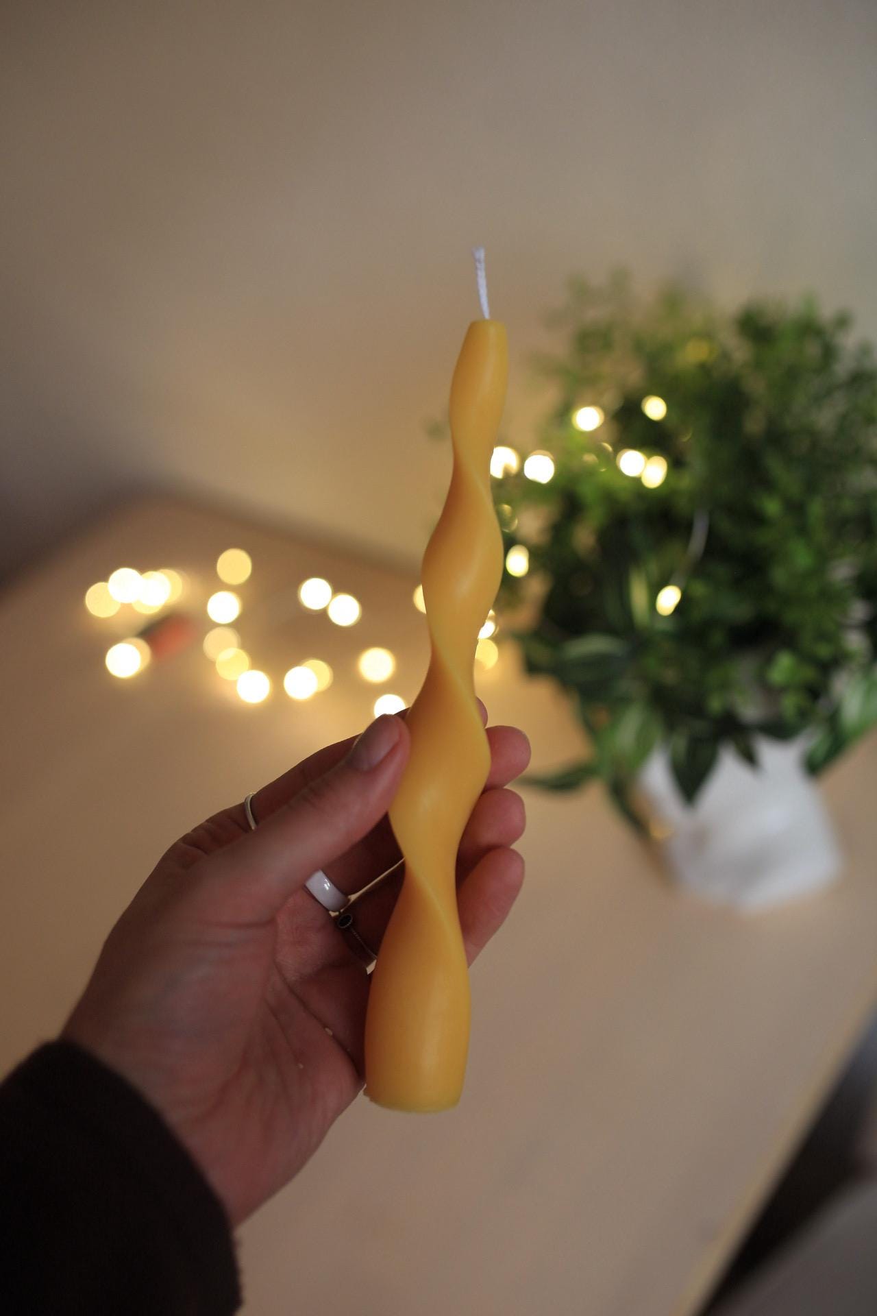 Long Wave Beeswax Taper Candle 8