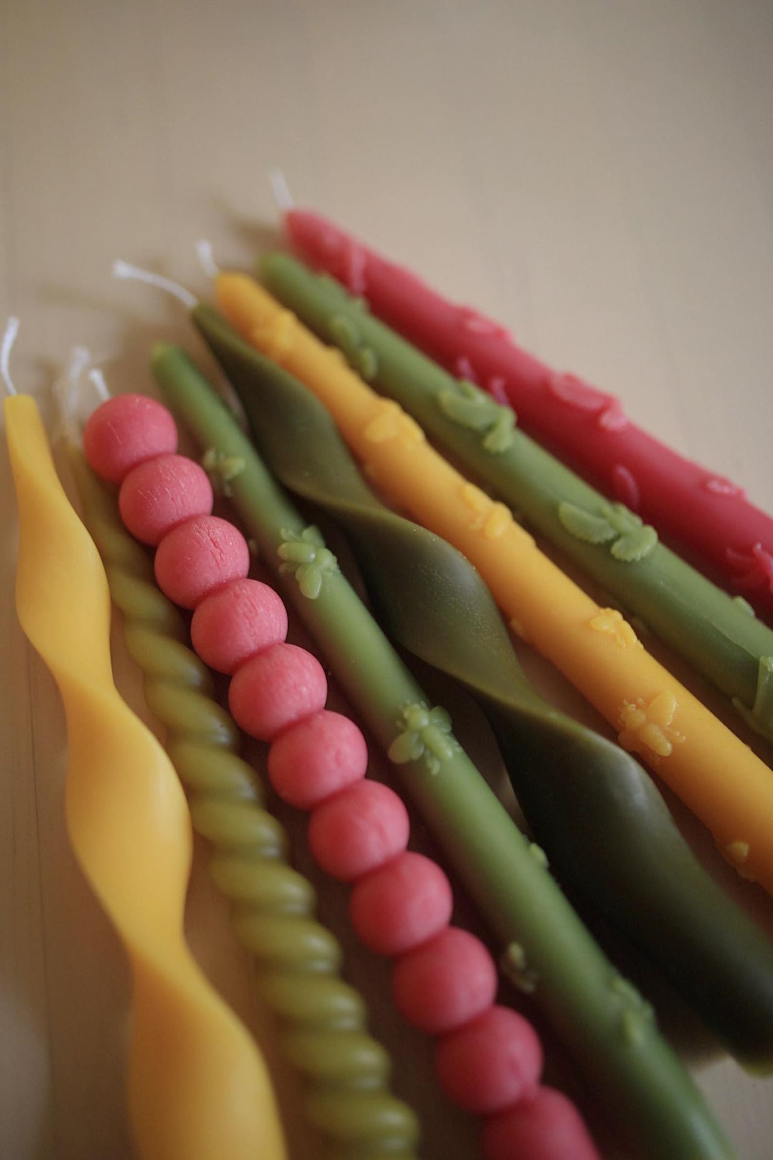 Colored Taper Candles Set 5, Beeswax Candles Sticks 1 set