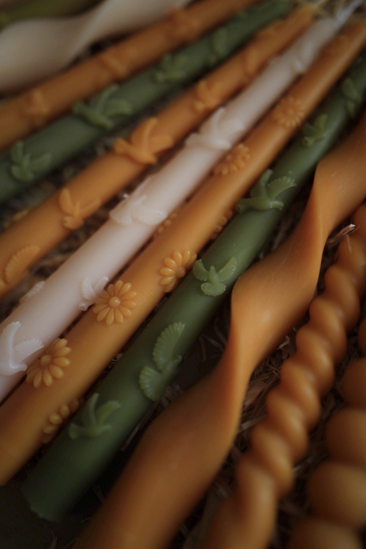 Set of 5 Autumn Beeswax Taper Candles 4