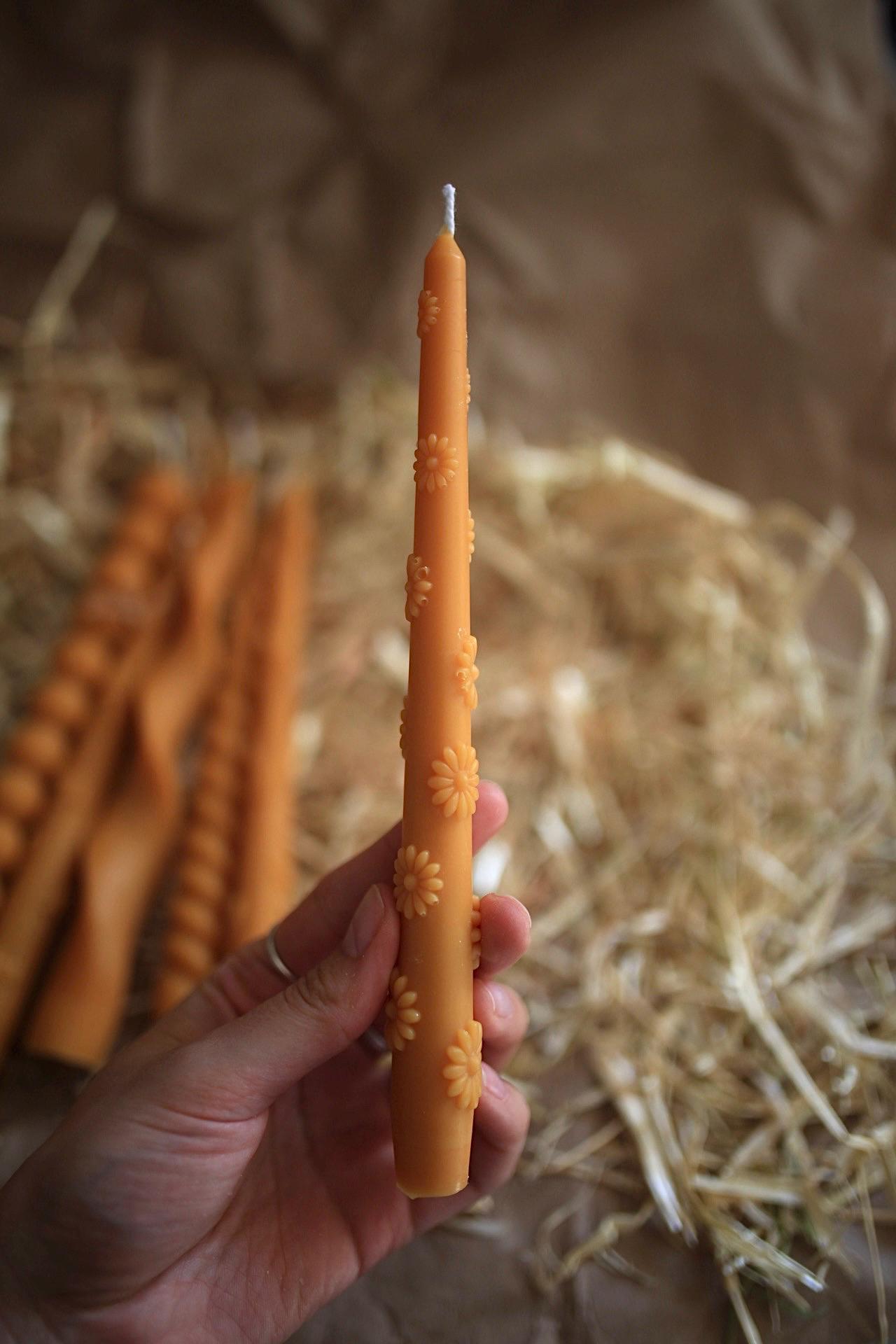 Set of 5 Autumn Beeswax Taper Candles 5