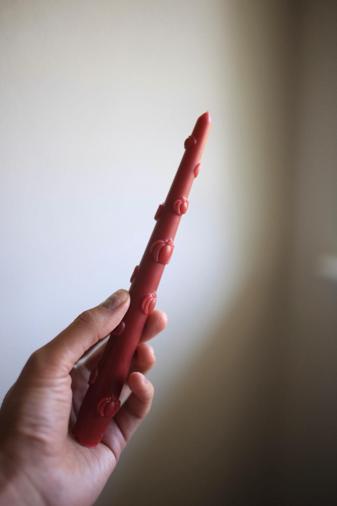 Pumpkin Beeswax Taper Candle 9