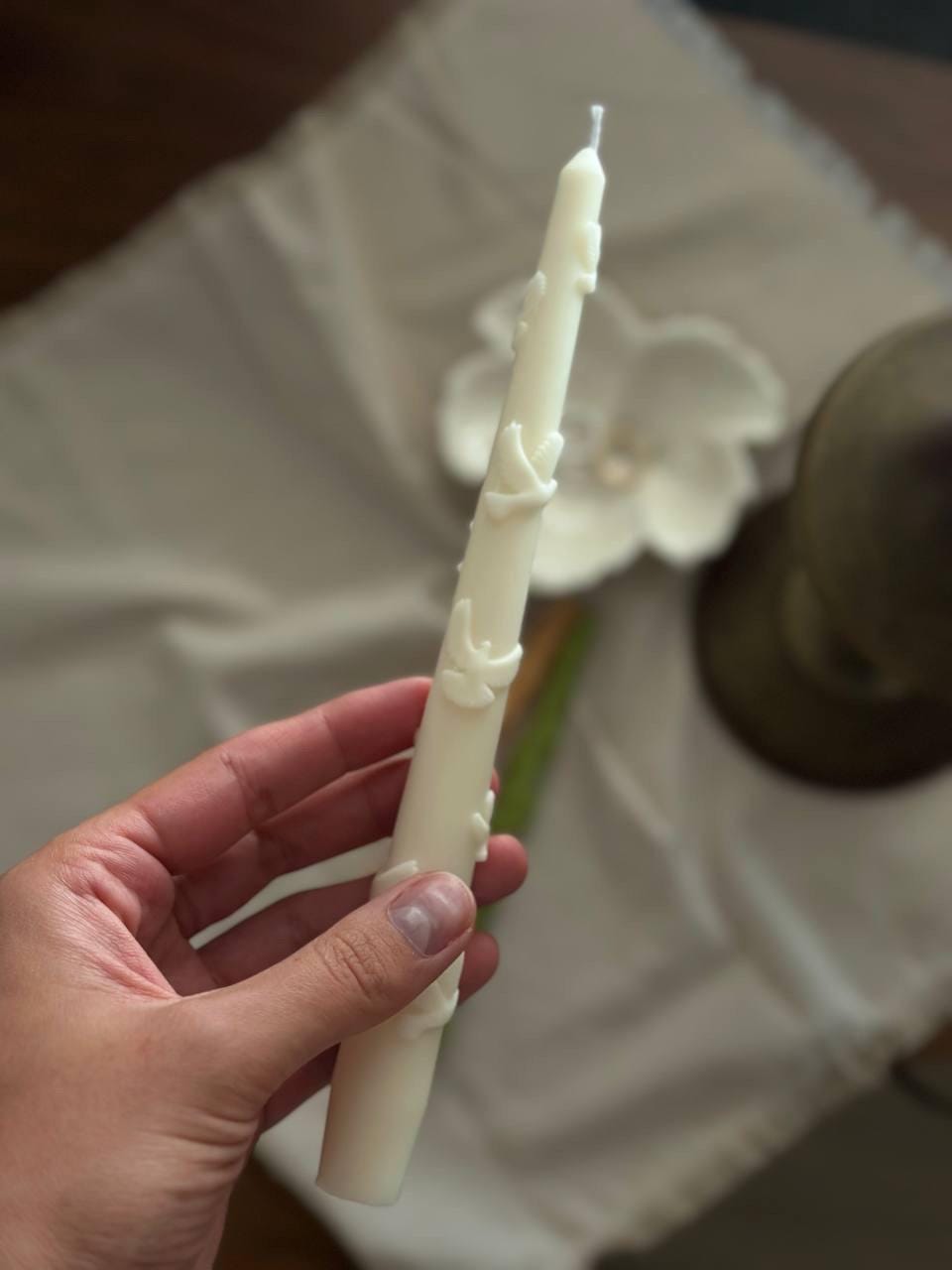 Decorative Beeswax Taper Candle 9