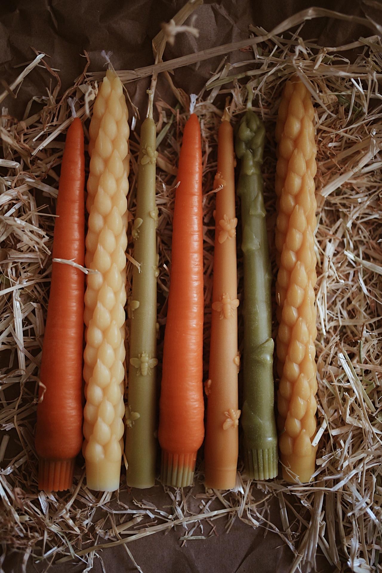 Carrot Beeswax Taper Candle 4