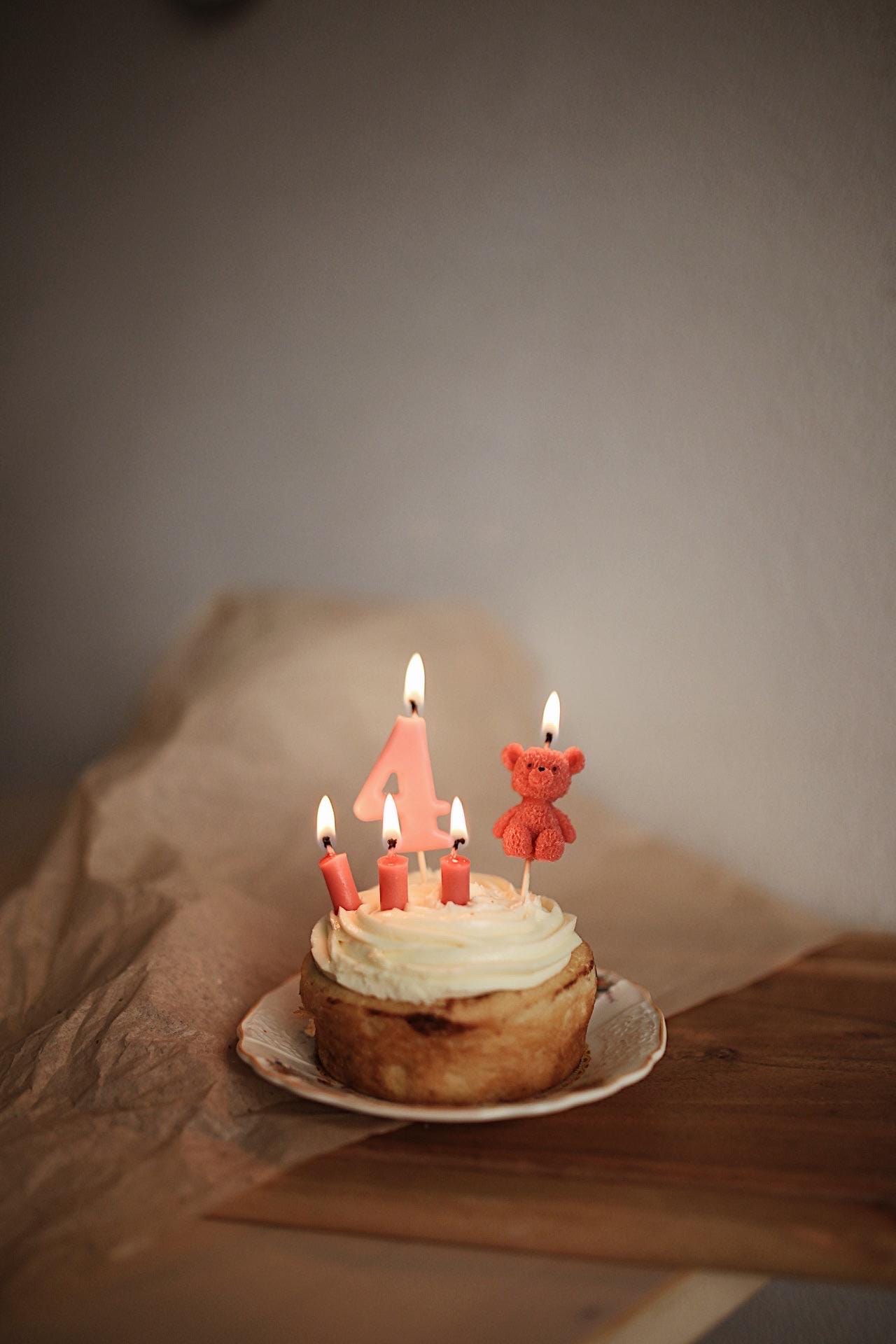 Beeswax Teddy Bear Birthday Candle Set 3