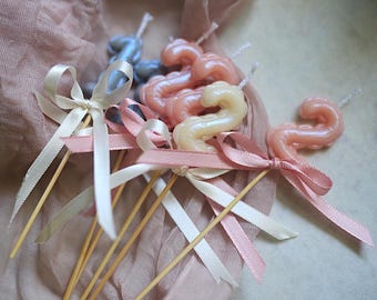 Velas de cera de abeja para tartas de cumpleaños, color metálico - Velas ecológicas - Velas con números - Decoración para tartas - Velas de aniversario