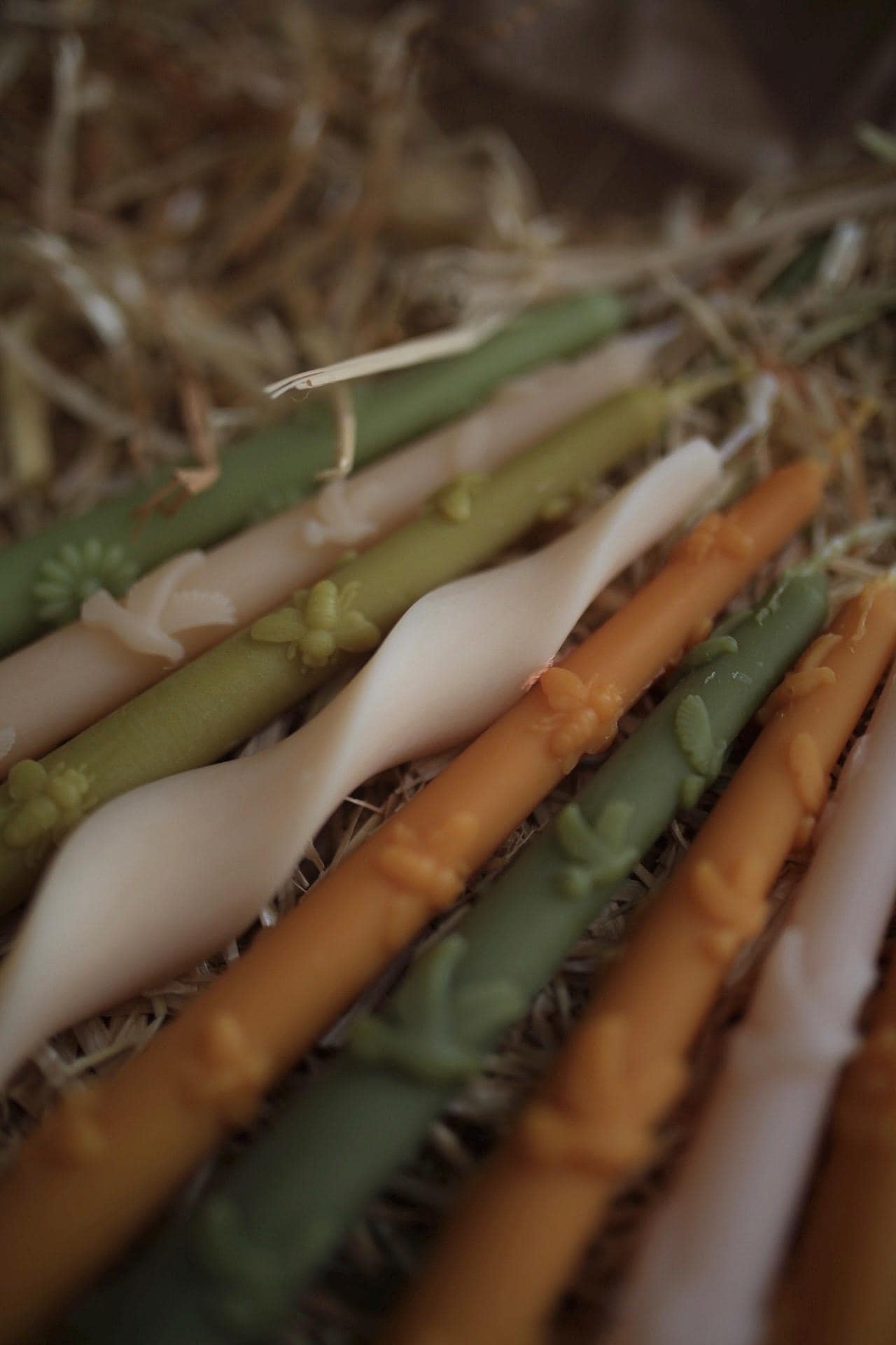 Set of 5 Autumn Beeswax Taper Candles 7