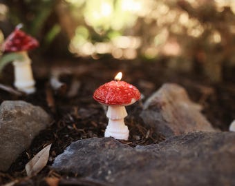 Mushroom Candles, Mushroom Amanita, Autumn Decor, Home Decor, Beeswax Candles, Gift for Mom, Gift for Friend, Forest Candle