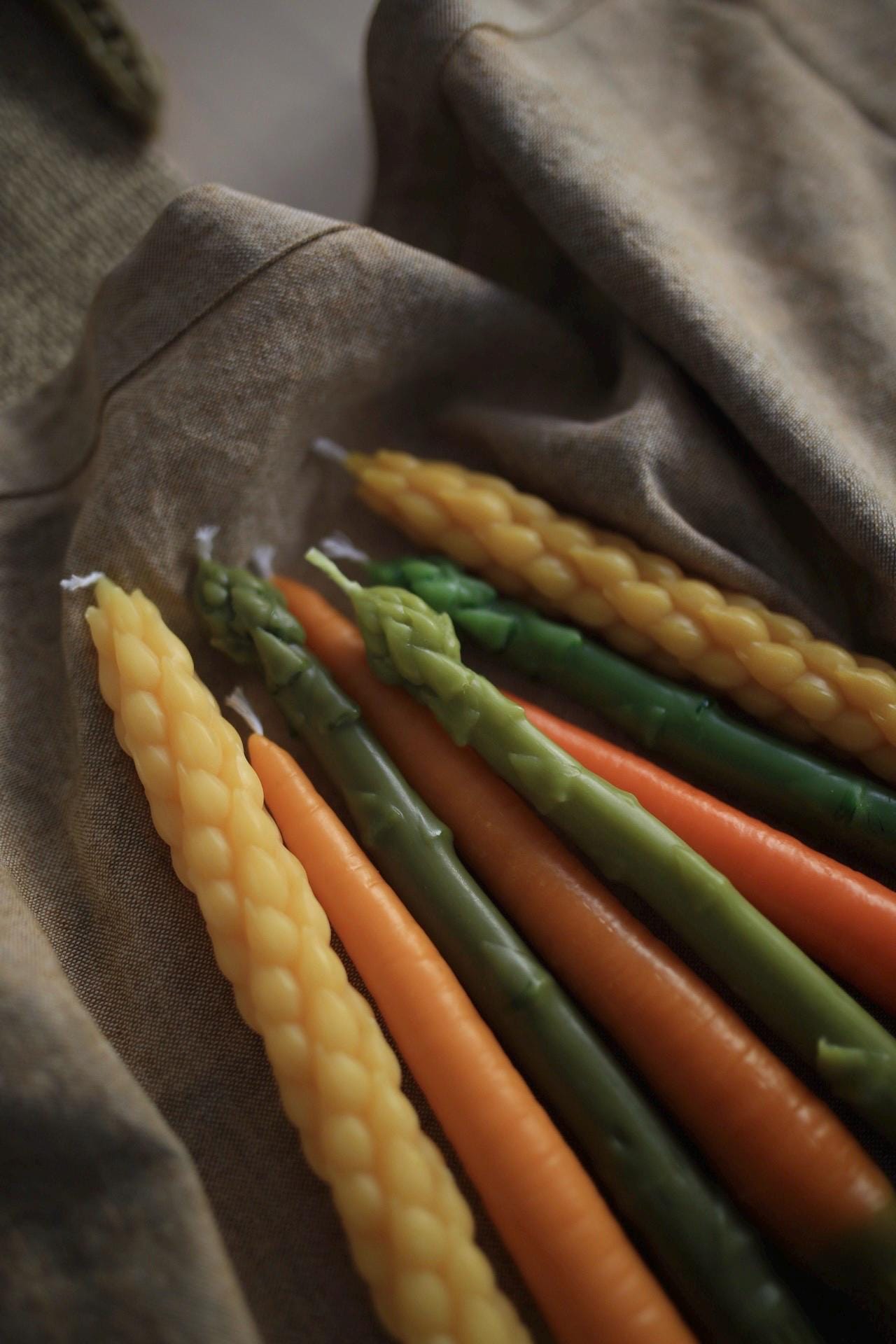 Asparagus Beeswax Taper Candle 7
