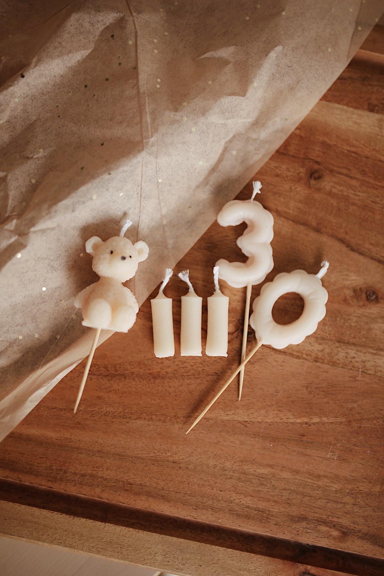 Beeswax Teddy Bear Birthday Candle Set 6