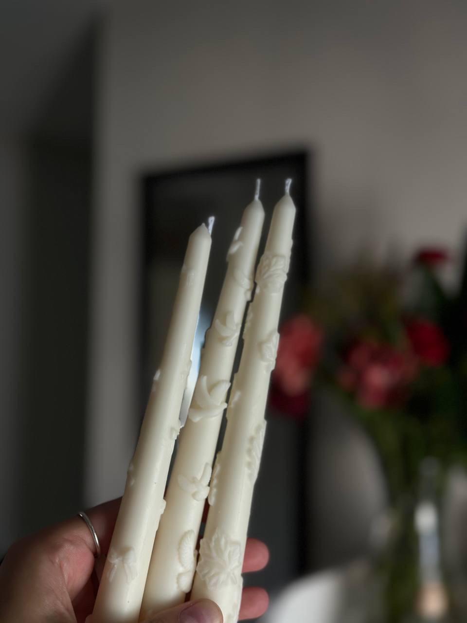 Decorative Beeswax Taper Candle 7