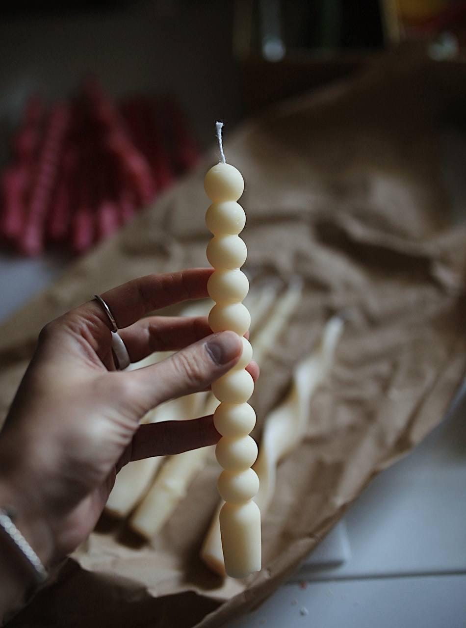 Decorative Beeswax Taper Candle 8