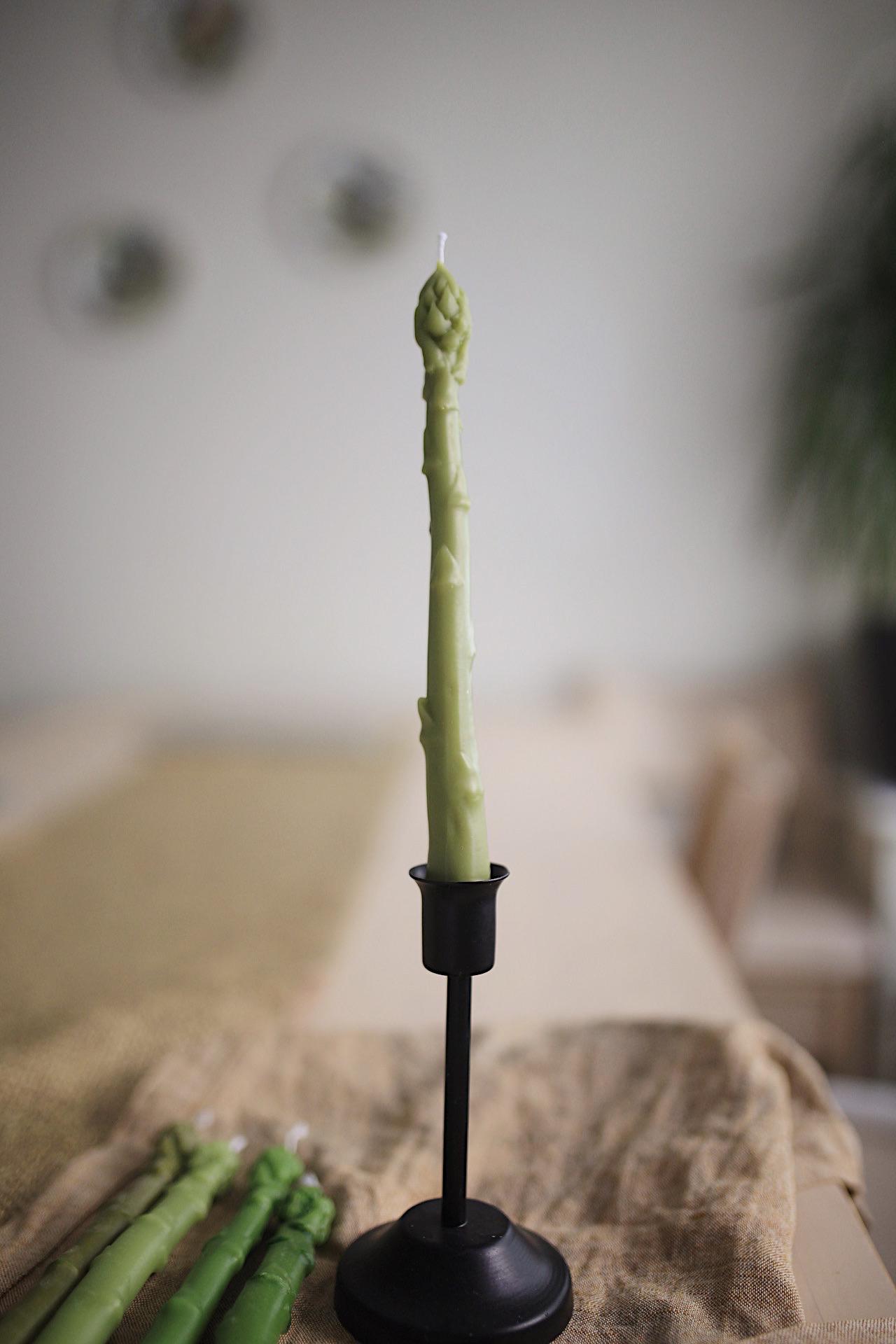 Asparagus Beeswax Taper Candle 2