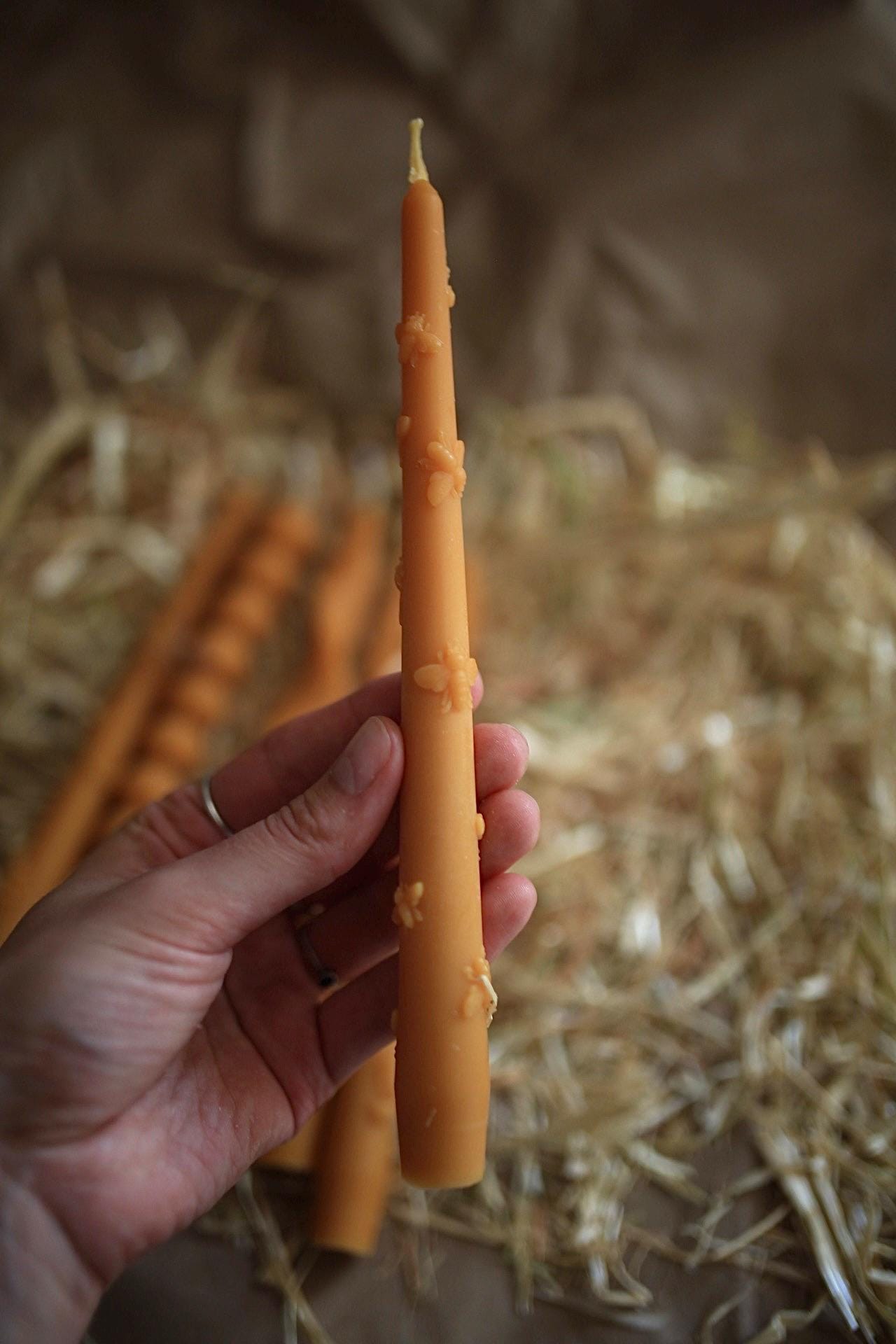 Set of 5 Autumn Beeswax Taper Candles 6